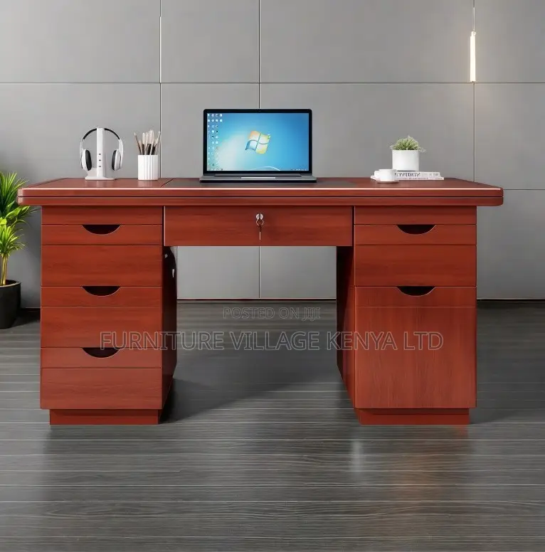 Mahogany Office Desk With Lockable Drawers