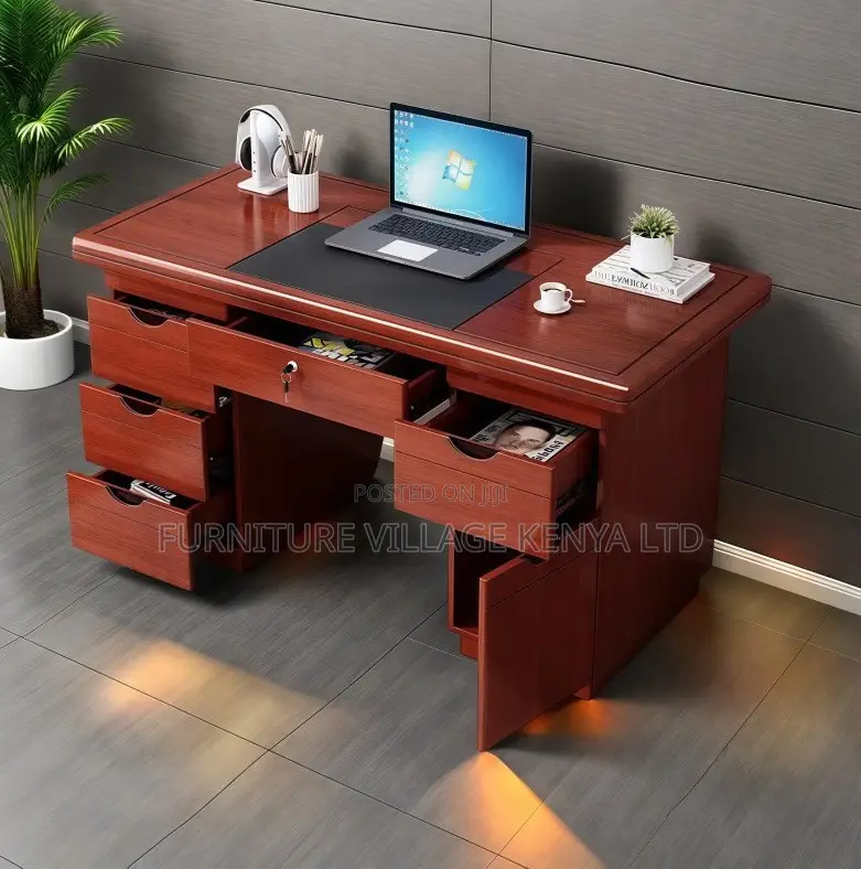 Mahogany Office Desk With Lockable Drawers
