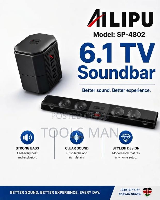 Ailipu Sp-4802 6.1 Tv Soundbar System With Deep Bass Subwoofer.