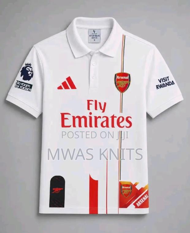 Arsenal Premier League White Polo Jersey Unisex Shirt Clothing
