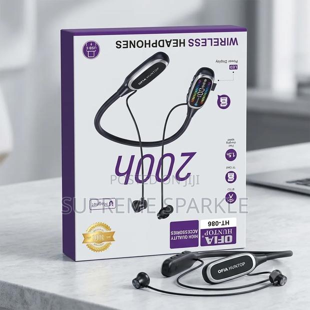 Ofia Huntop Ht-086 Wireless Headphones/Neckband, With Led Display.
