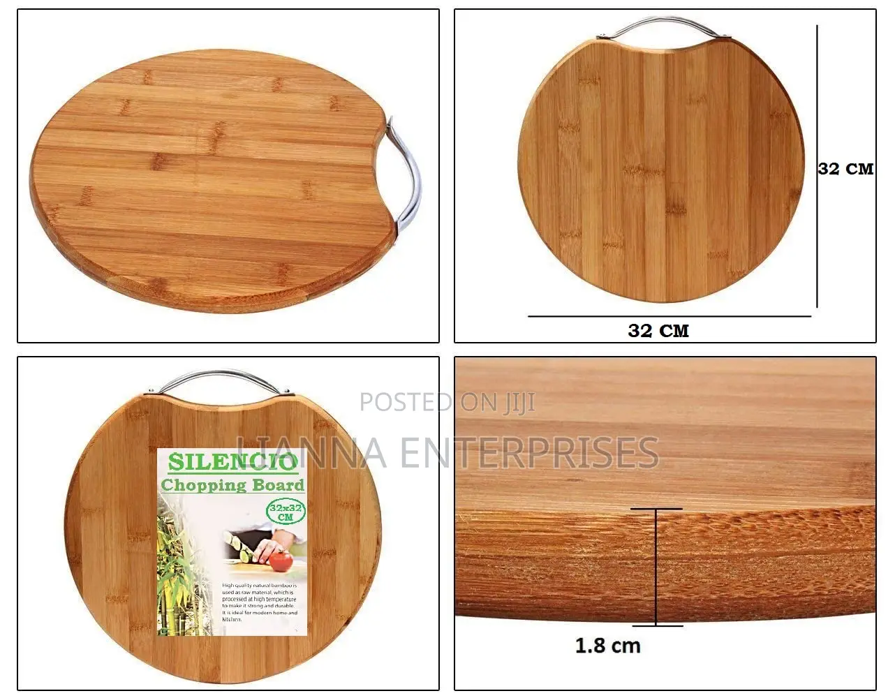 Round Bamboo Chop Board With Steel Handle