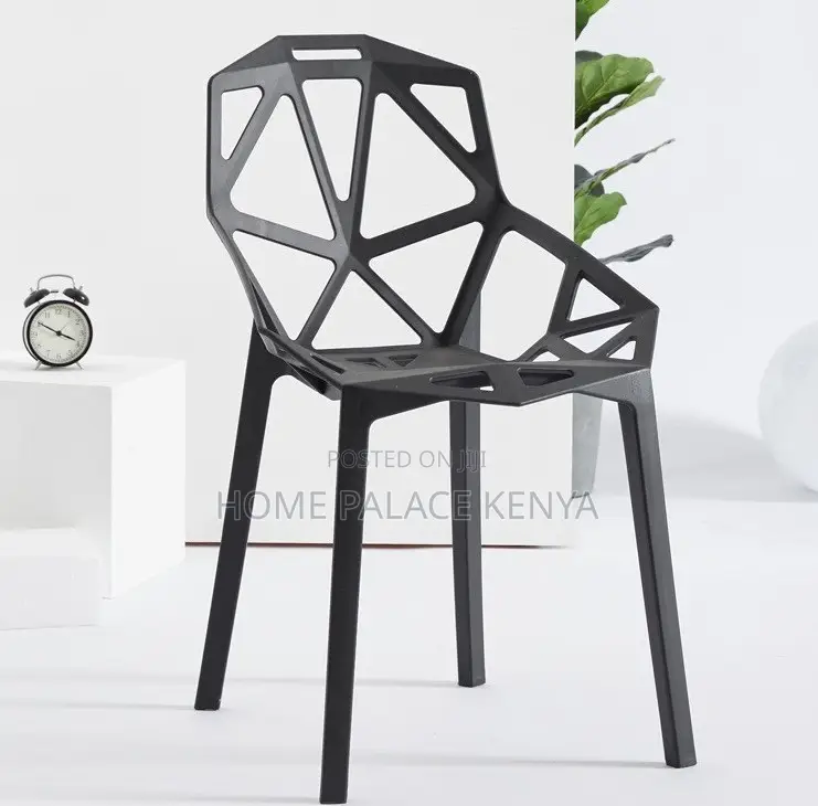Plastic Chair: Creative Hollow Geometric Back Dining Chair