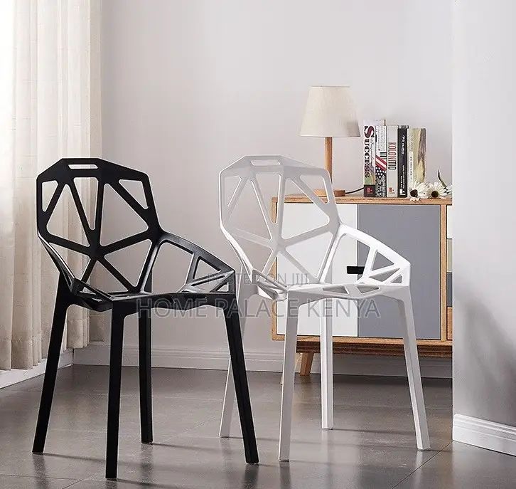Plastic Chair: Creative Hollow Geometric Back Dining Chair