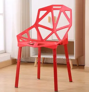 Plastic Chair: Creative Hollow Geometric Back Dining Chair
