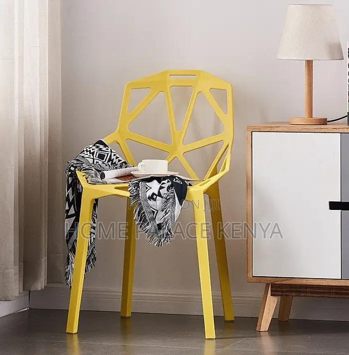 Plastic Chair: Creative Hollow Geometric Back Dining Chair