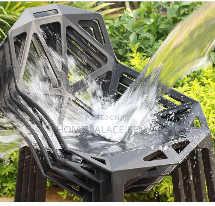 Plastic Chair: Creative Hollow Geometric Back Dining Chair