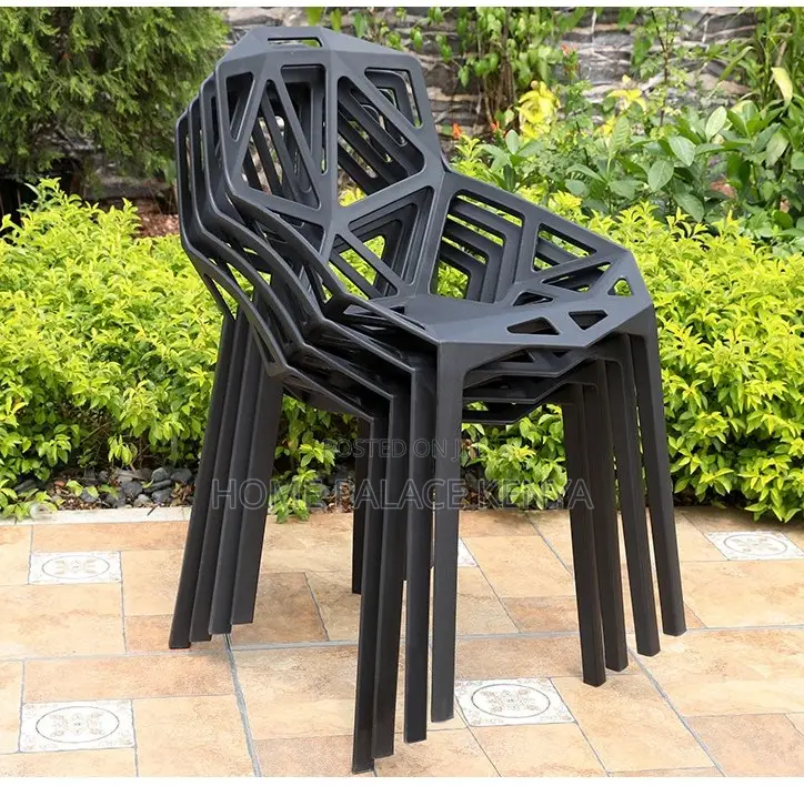 Plastic Chair: Creative Hollow Geometric Back Dining Chair