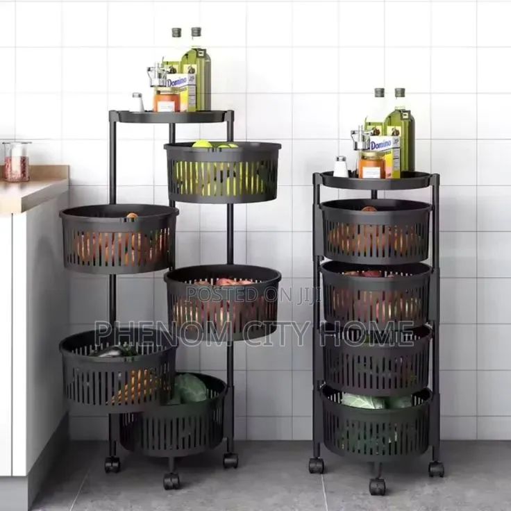 4 Layer Rotating Vegetable/Fruit Rack With Wheels