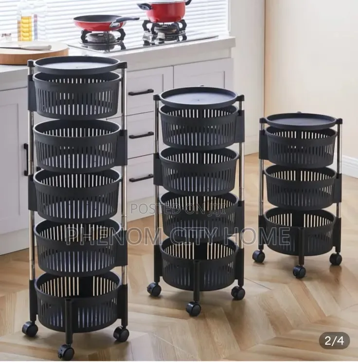 4 Layer Rotating Vegetable/Fruit Rack With Wheels