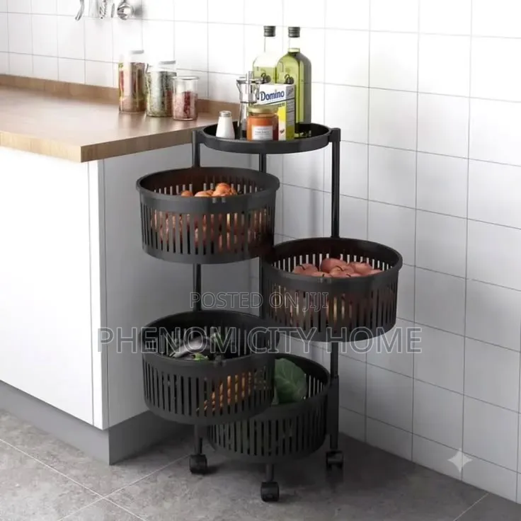 4 Layer Rotating Vegetable/Fruit Rack With Wheels