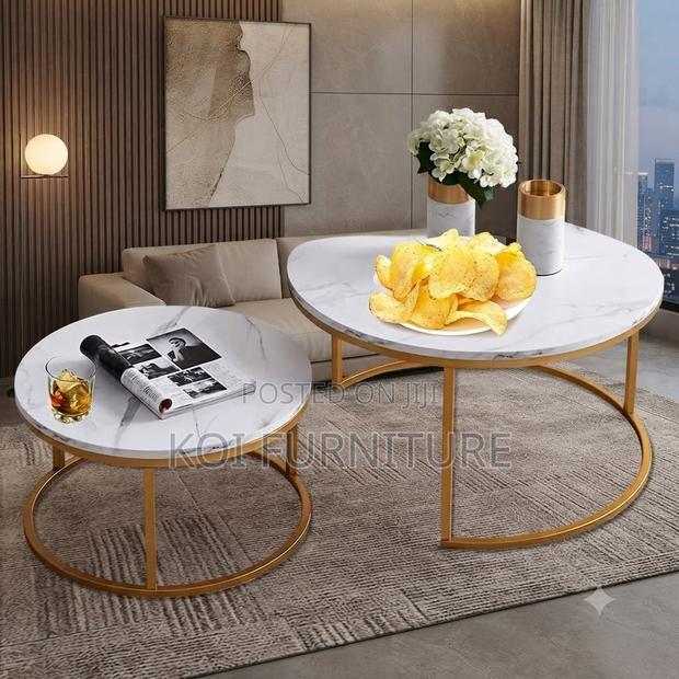 Coffee Table; Round Dual Marble Quanu Coffee Table - thumbnail 3