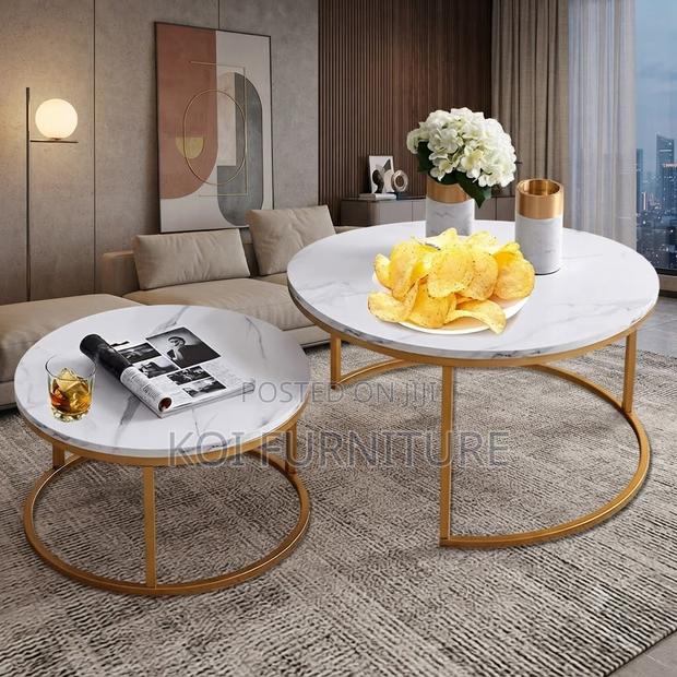 Coffee Table; Round Dual Marble Quanu Coffee Table - thumbnail 4