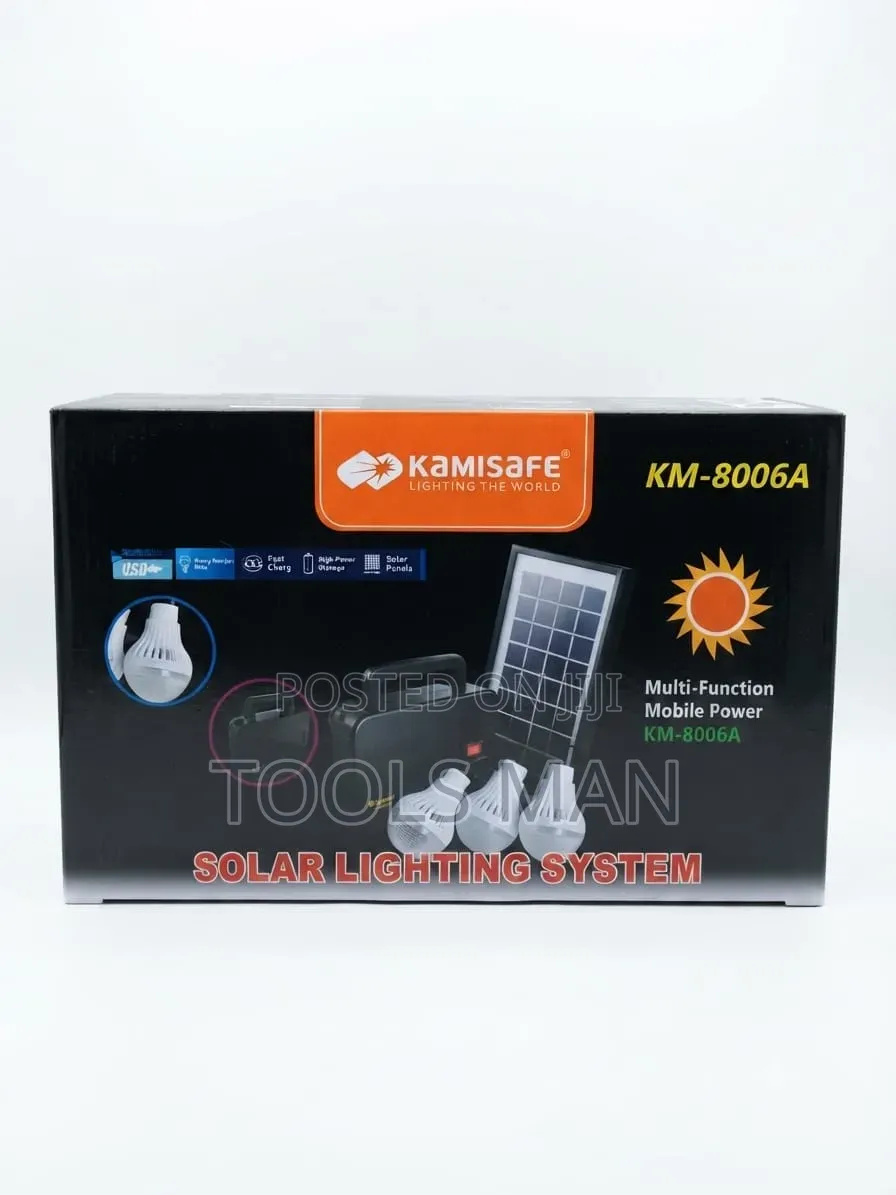 Kamisafe Km-8006a Solar Lighting System With 3 Led Bulbs Usb Port.