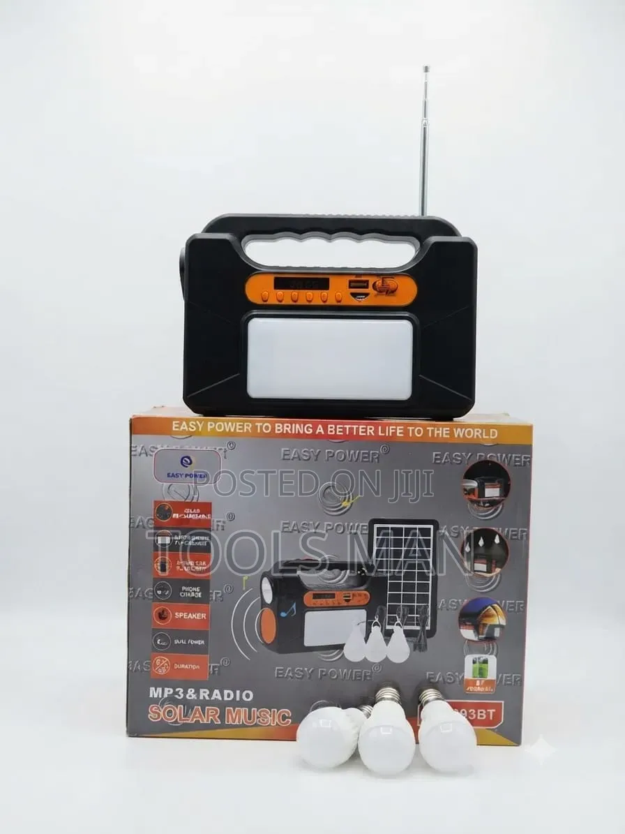 Easy Power Solar Music System With Radio, Led Bulbs Phone Charging.