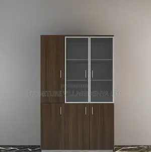 3-Door Full Wooden Office Cabinet With Glass