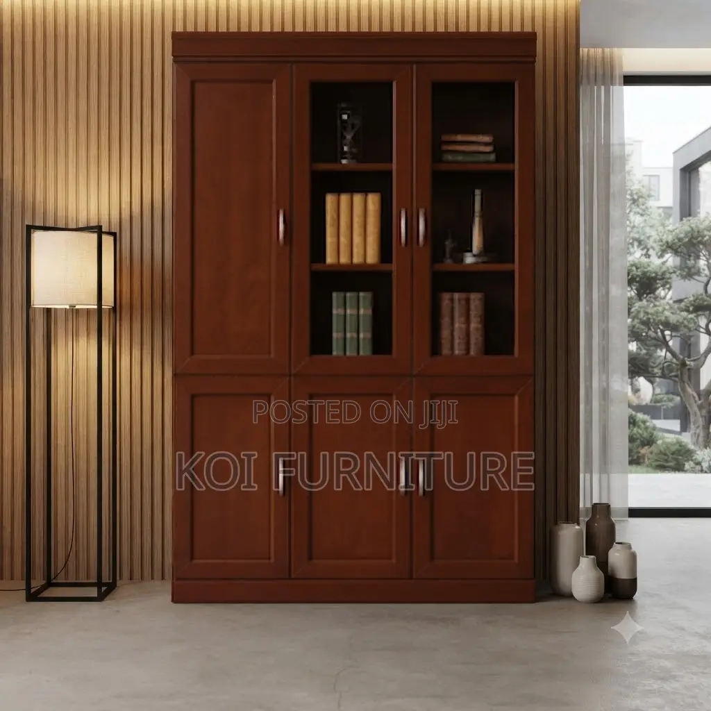 Office Cabinet; Three Doors Execiutive Cabinet With Mahogany Finish