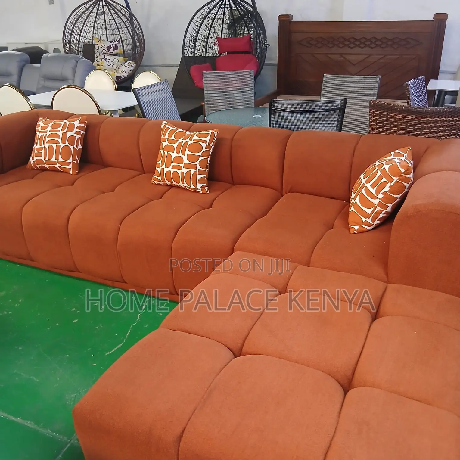 Home Sofa; Terracotta Bubble Sofa With Throw Pillows