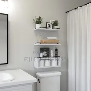 Solid Pine Wood 3-Tier Floating Bathroom Shelves