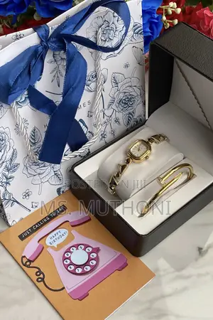 Minimalist Bangle X Wrist Watch Jewelry Sets for Her