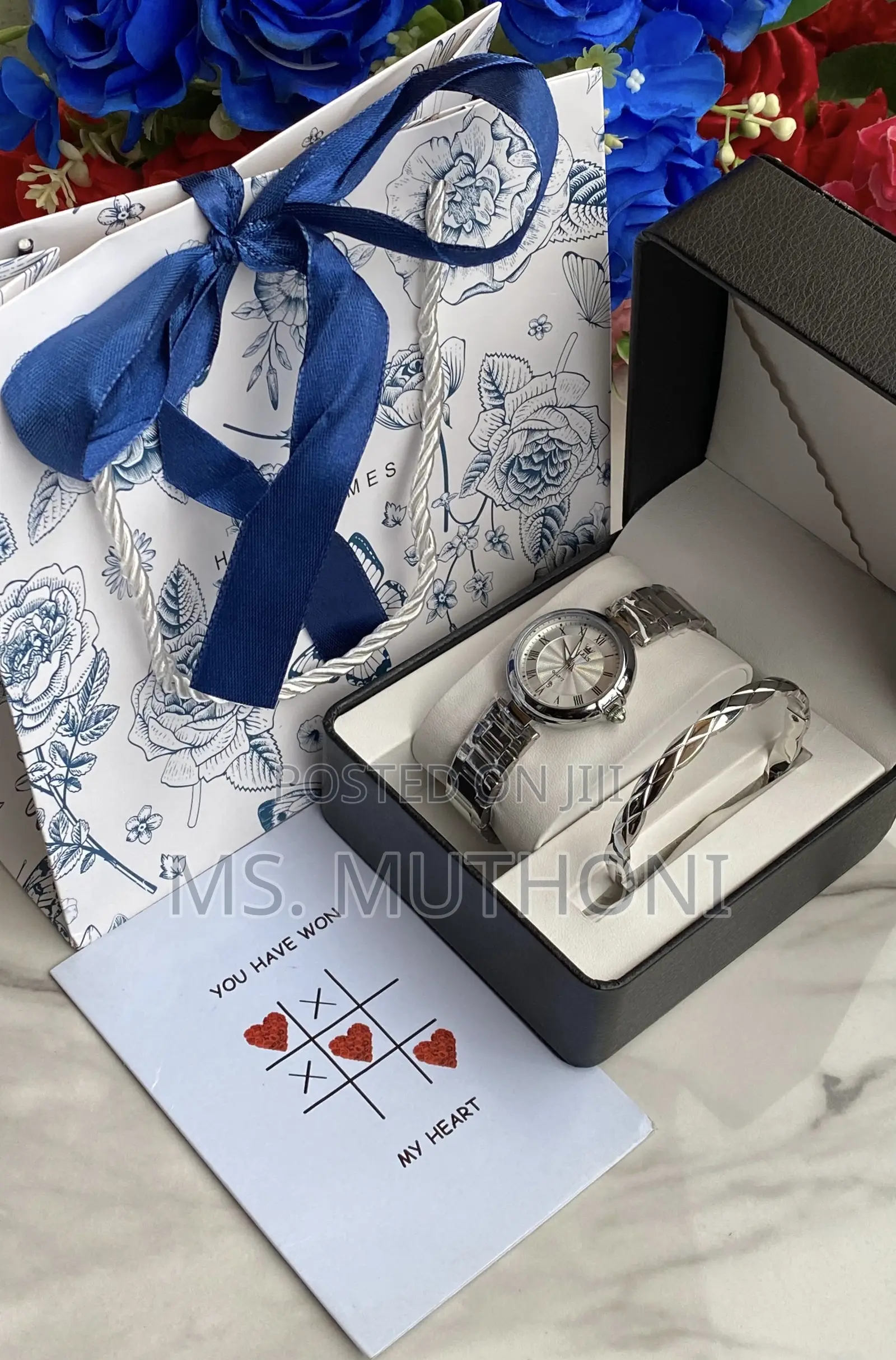 Minimalist Bangle X Wrist Watch Jewelry Sets for Her