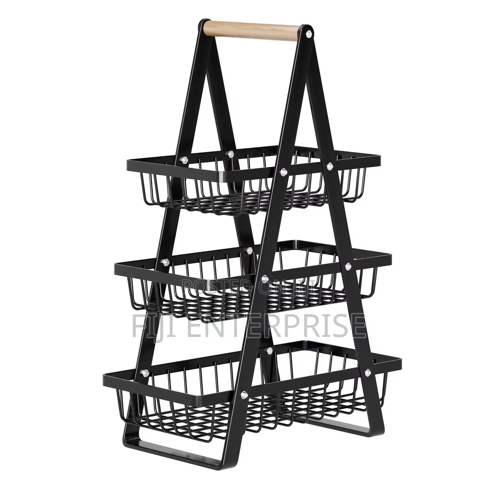3-Tier Triangular Metallic Mesh Fruit Basket Modern Kitchen Décor