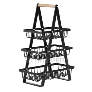 3-Tier Triangular Metallic Mesh Fruit Basket Modern Kitchen Décor