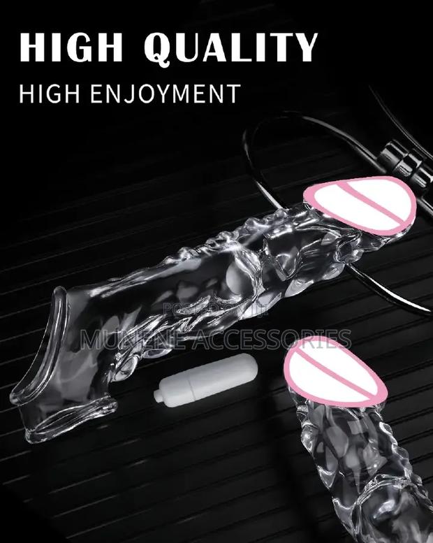 Vibrating 8.6 Inch Clear Extender Reusable Sleeve Vibrator Penis Ring - thumbnail 3