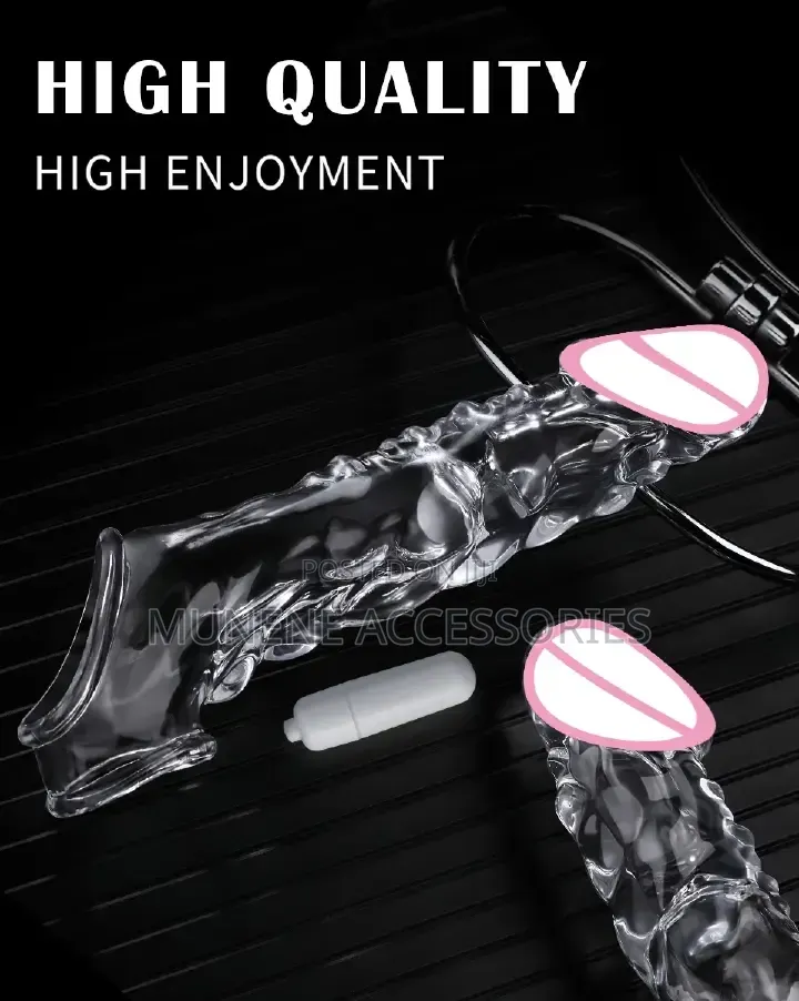Vibrating 8.6 Inch Clear Extender Reusable Sleeve Vibrator Penis Ring