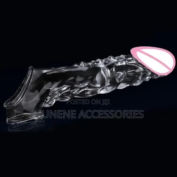 Vibrating 8.6 Inch Clear Extender Reusable Sleeve Vibrator Penis Ring - thumbnail 4