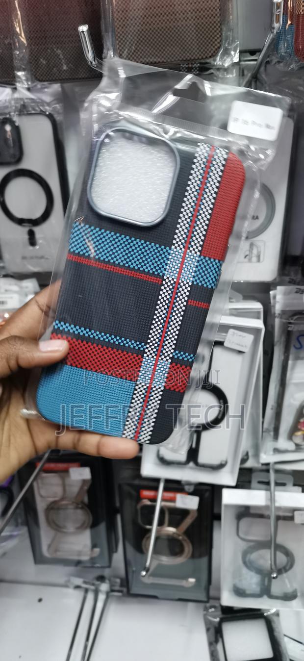 iPhone 16 Pro Max Distinct Blue, Red, and Black Plaid Pattern Cover - thumbnail 2