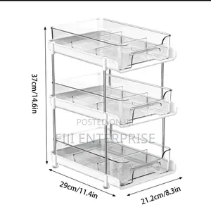 3-Layer Multifunctional Storage Rack Acrylic Tray Metal Stand