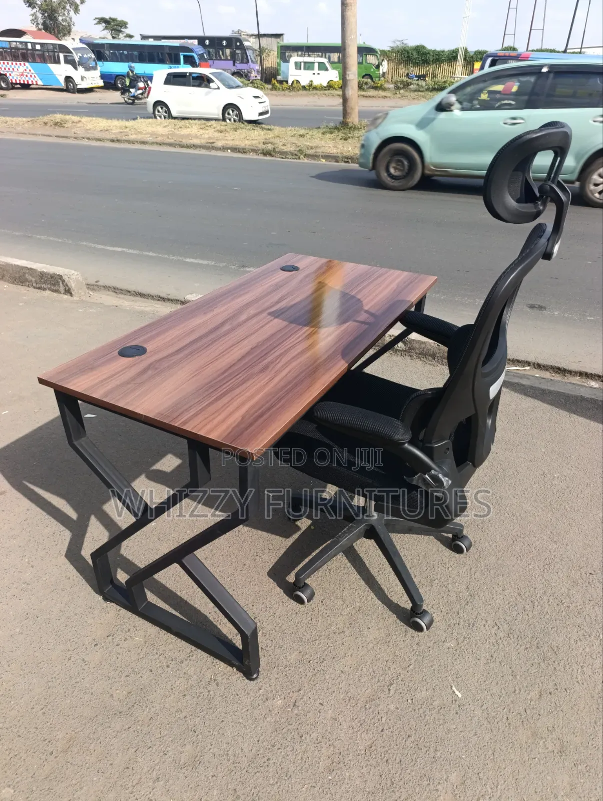 Executive Office Desk With Ergonomic Mesh Chair