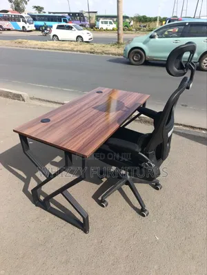 Executive Office Desk With Ergonomic Mesh Chair