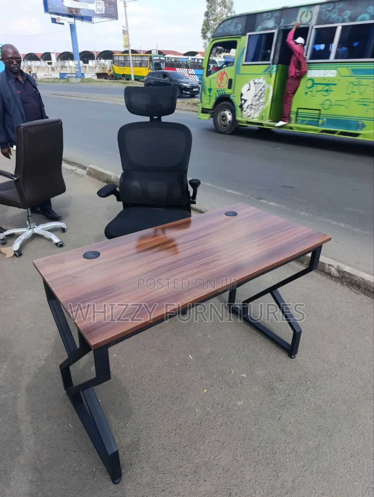Executive Office Desk With Ergonomic Mesh Chair