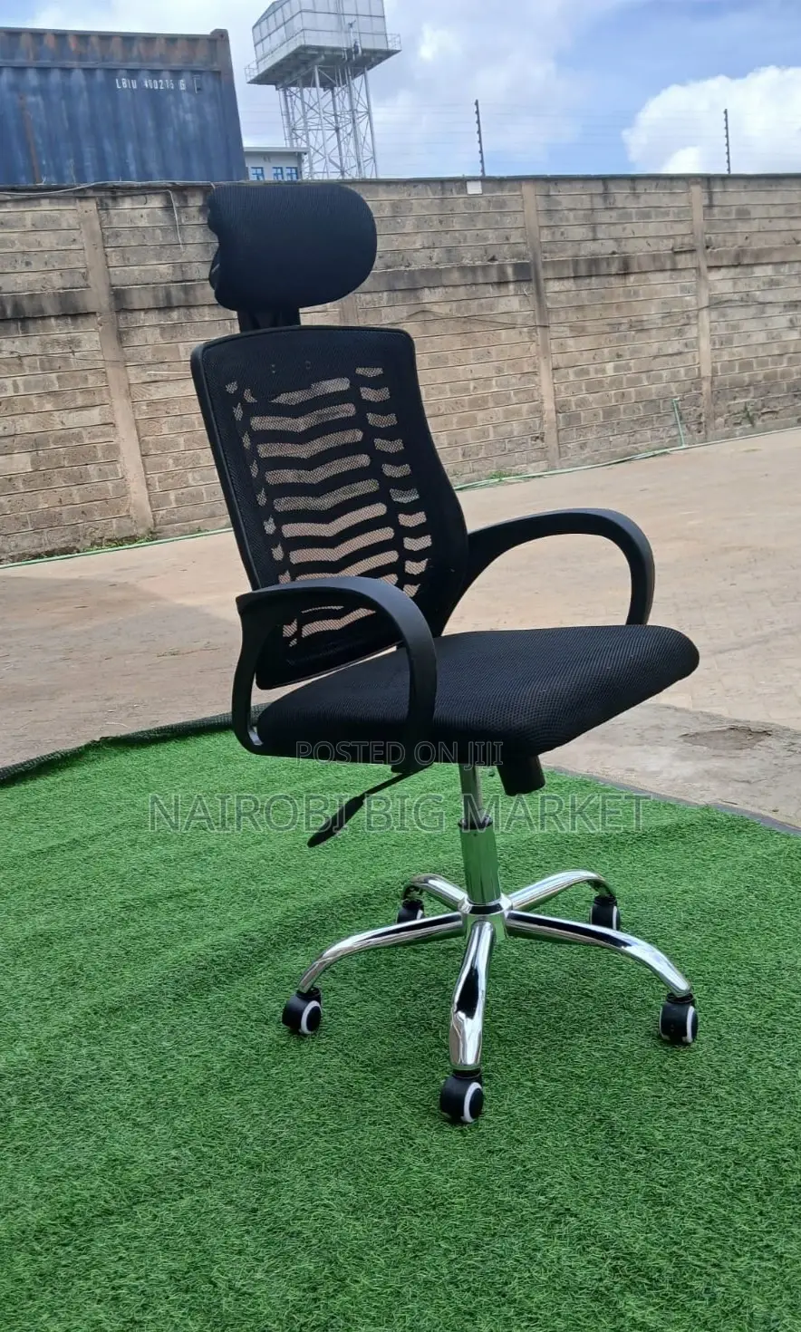 Secretarial Mesh Office Chair With Headrest