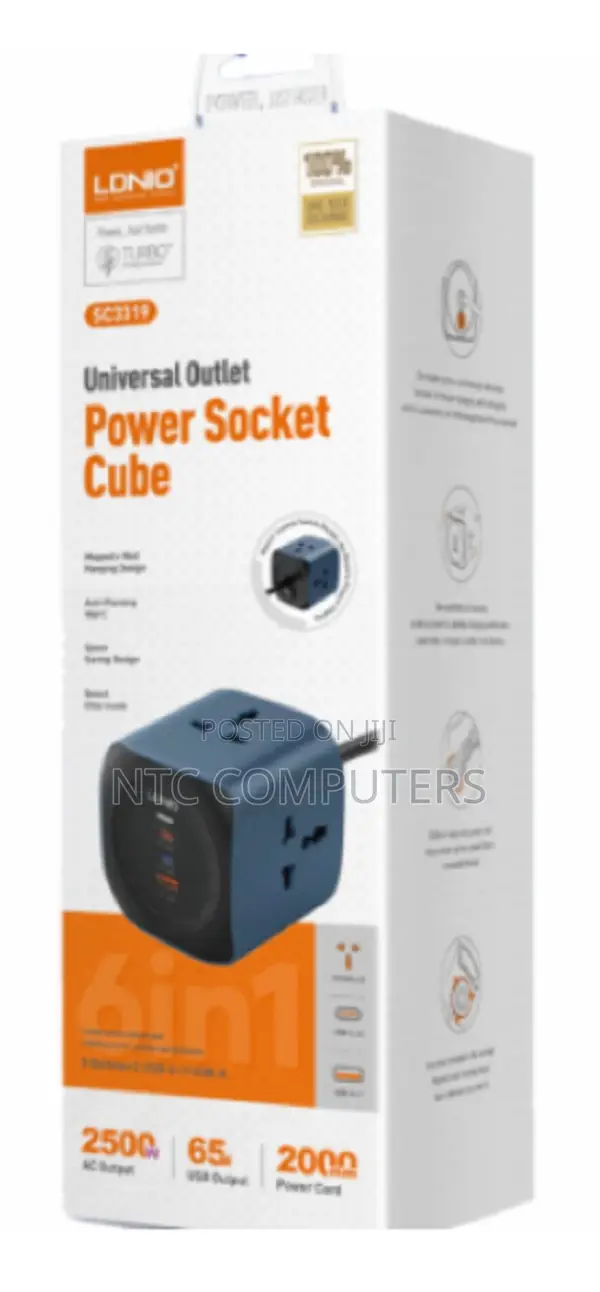Ldnio Universal 2500w Outlet 6 In1 Power Socket Cube - (Sc3319)