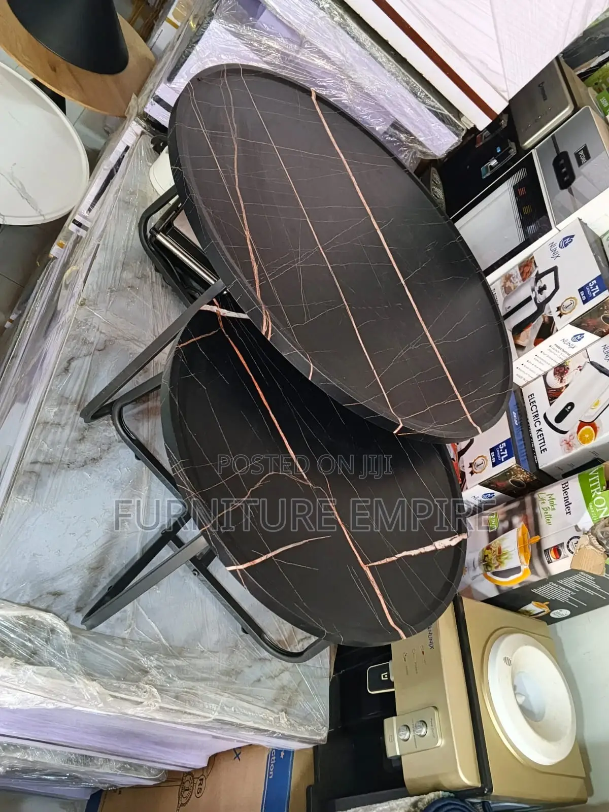 Black Marble Coffee Table With Sleek Metal Base