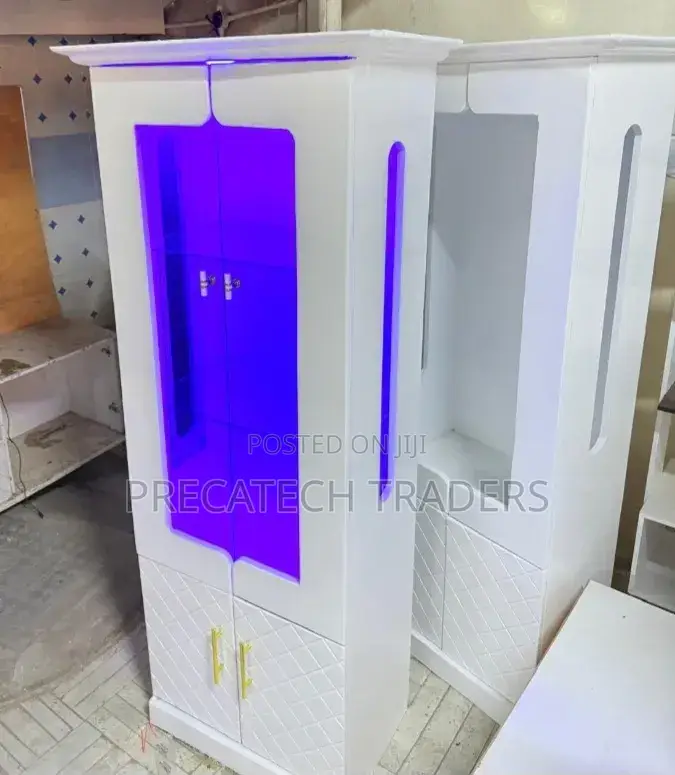 Modern Kitchen Cabinet With Led Lights – White Finish