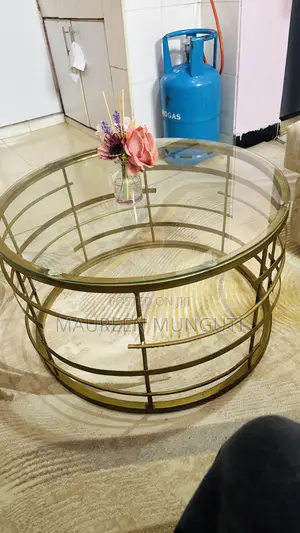 Gold Steel and Glass Coffee Table