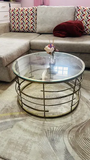 Gold Steel and Glass Coffee Table
