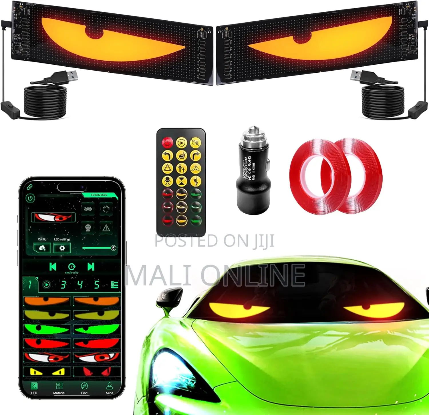 Devil’S Eye 2-Pack Led Car Windshield Display Matrix Panel App
