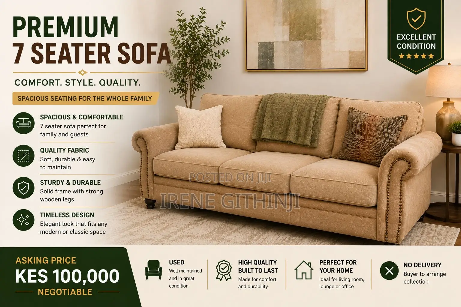 Family Friendly Used 7 Seater Sofa Set