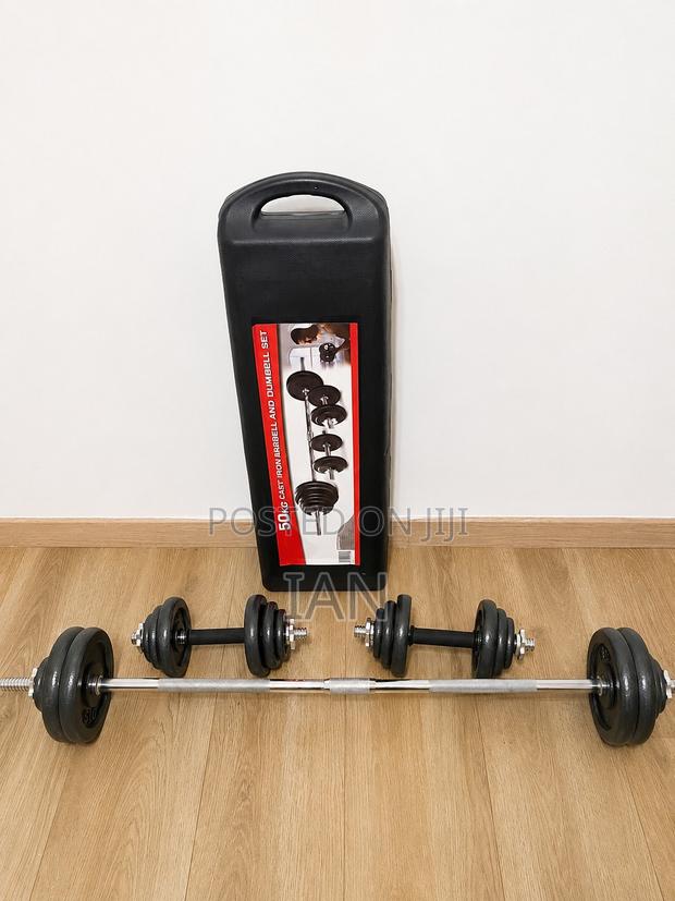 50kg Cast Iron Barbell Dumbbell Set With Carrying Case