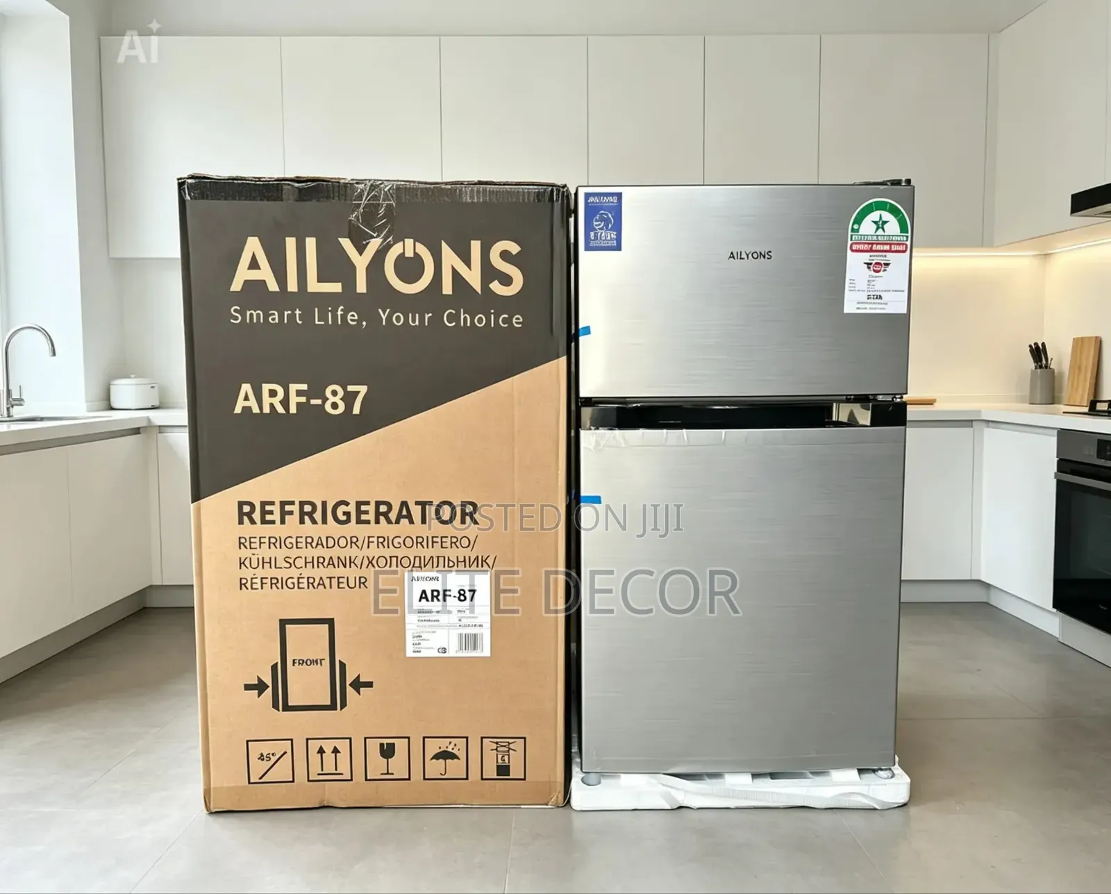 Ailyons Arf-87 86l Double Door Refrigerator – Compact, Energy