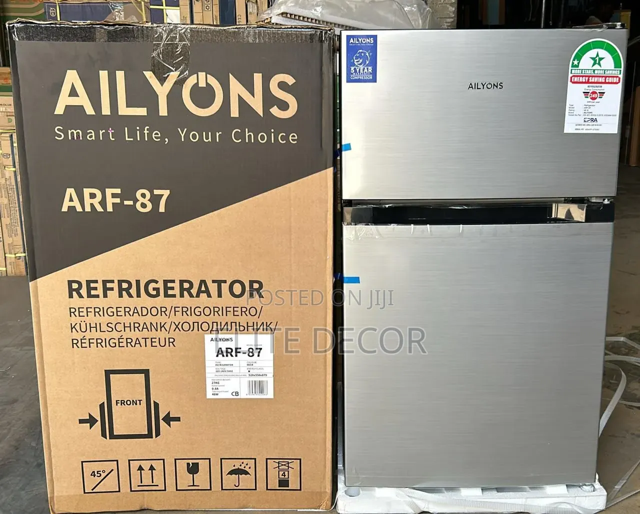 Ailyons Arf-87 86l Double Door Refrigerator – Compact, Energy
