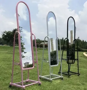 Black Full Length Dressing Mirror With Wheels and Shoes Rack