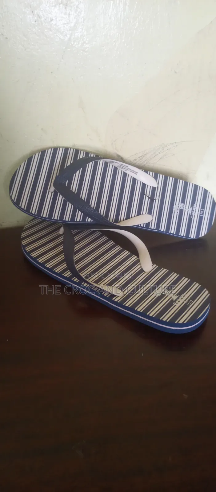 George Navy Striped Flip-Flops.