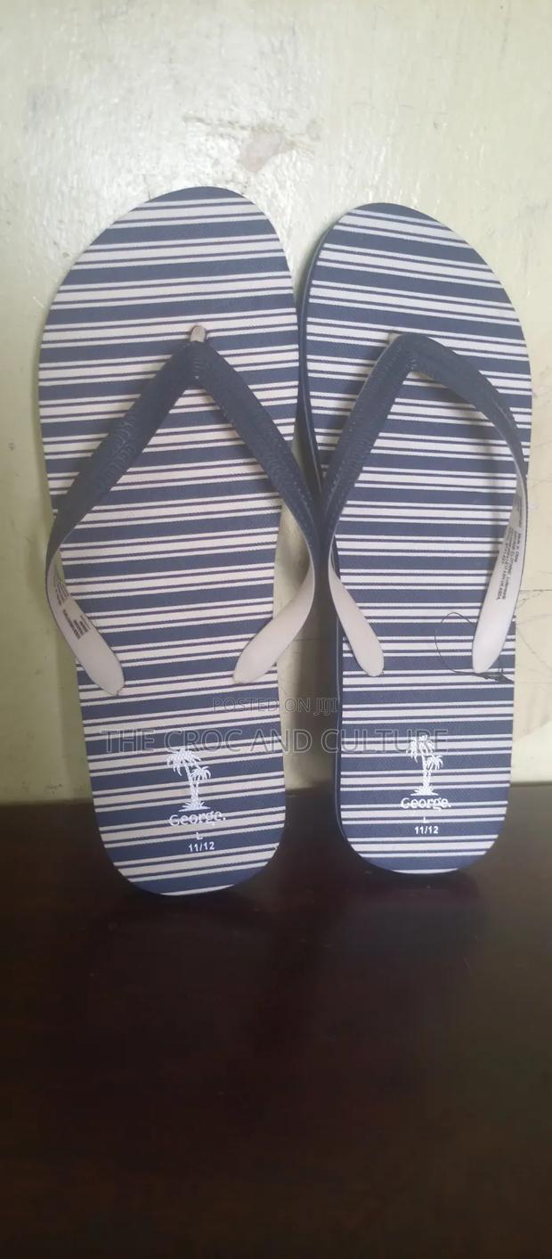 George Navy Striped Flip-Flops. - thumbnail 2