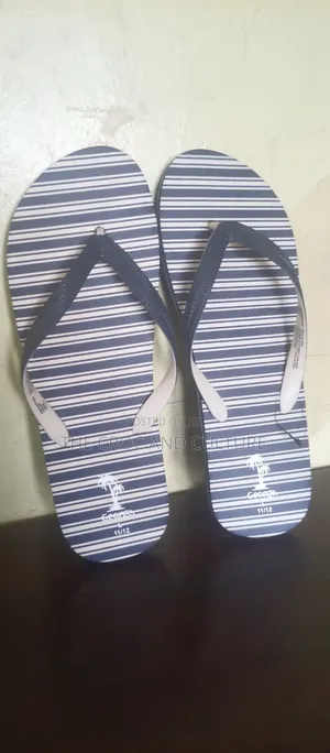 George Navy Striped Flip-Flops.